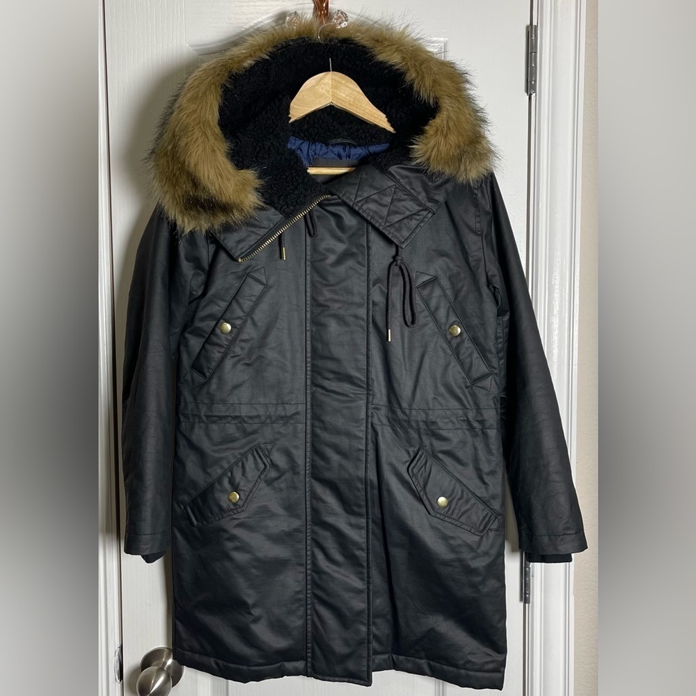 J. Crew Perfect Winter Parka PrimaLoft Black Size XXSP Petite - Picture 6 of 12